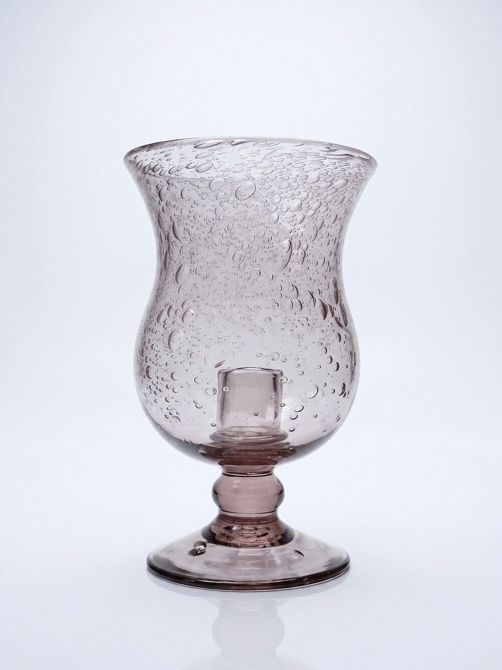 Vintage glass bubble photophore in pale amethyst, Biot style, 1970-1980.