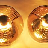 Pair of large wave lights by Koch & Lowy for Peill Putzler 1970s