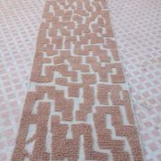 Dark beige Berber hallway rug with modern reliefs