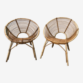 Paire de fauteuils en rotin