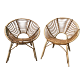 Pair of rattan armchairs