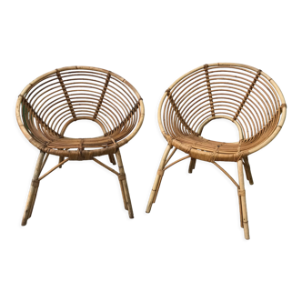Pair of rattan armchairs