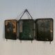 Vintage mirror 1930 triptych beveled barber crystal - 28 x 58 cm