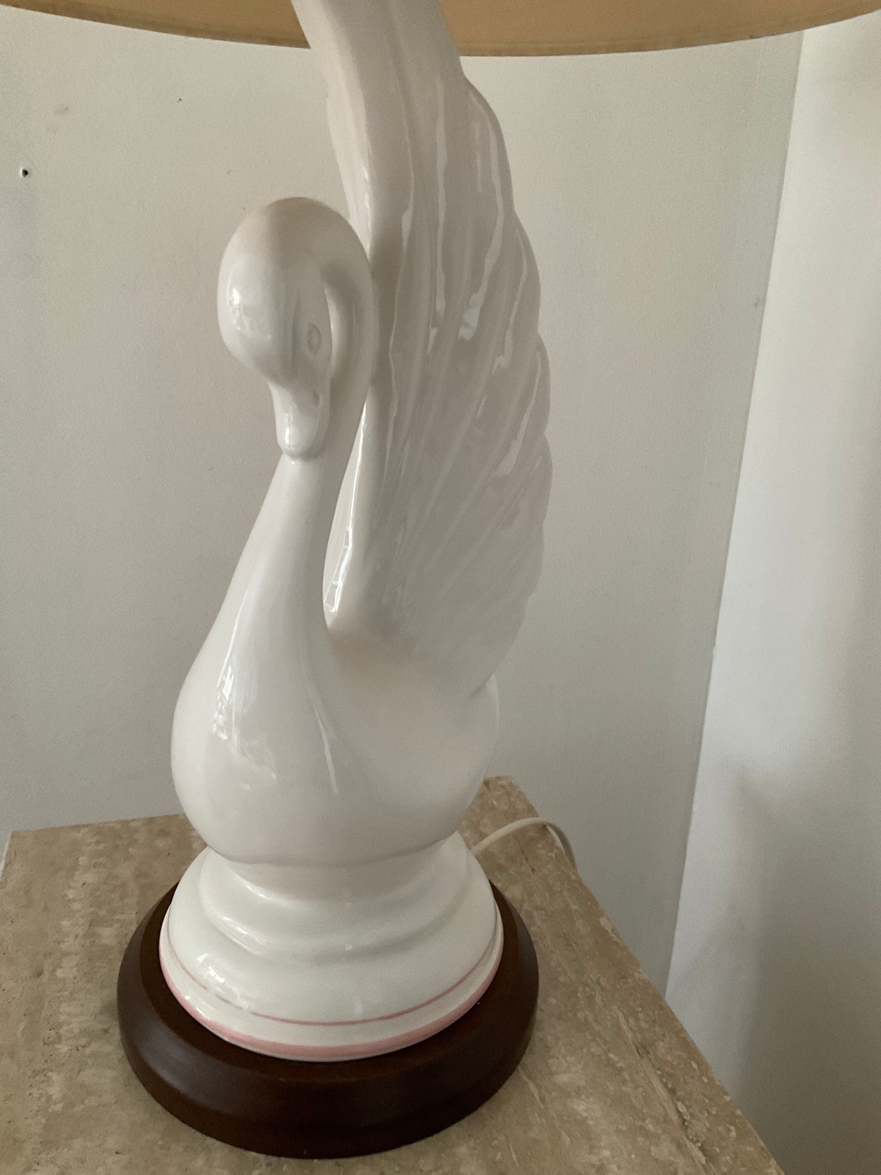 Vintage ceramic swan lamp from the 70s