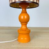 Orange lamp 70's turned wood