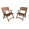 Pair of vintage wooden folding armchairs