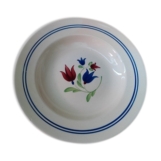 Assiette creuse porcelaine Lunéville peint main florale françoise ancienne