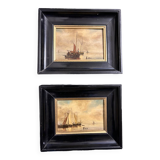 Dutch School From the 20th Century. Marines. Pair of signed oils on panels.