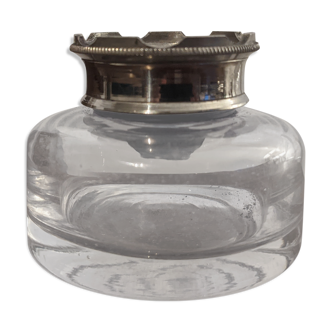 Glass and metal inkwell