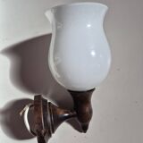 Luminaire applique bois et verre opaline en verre soufflé bouche neuf jamais utilisé