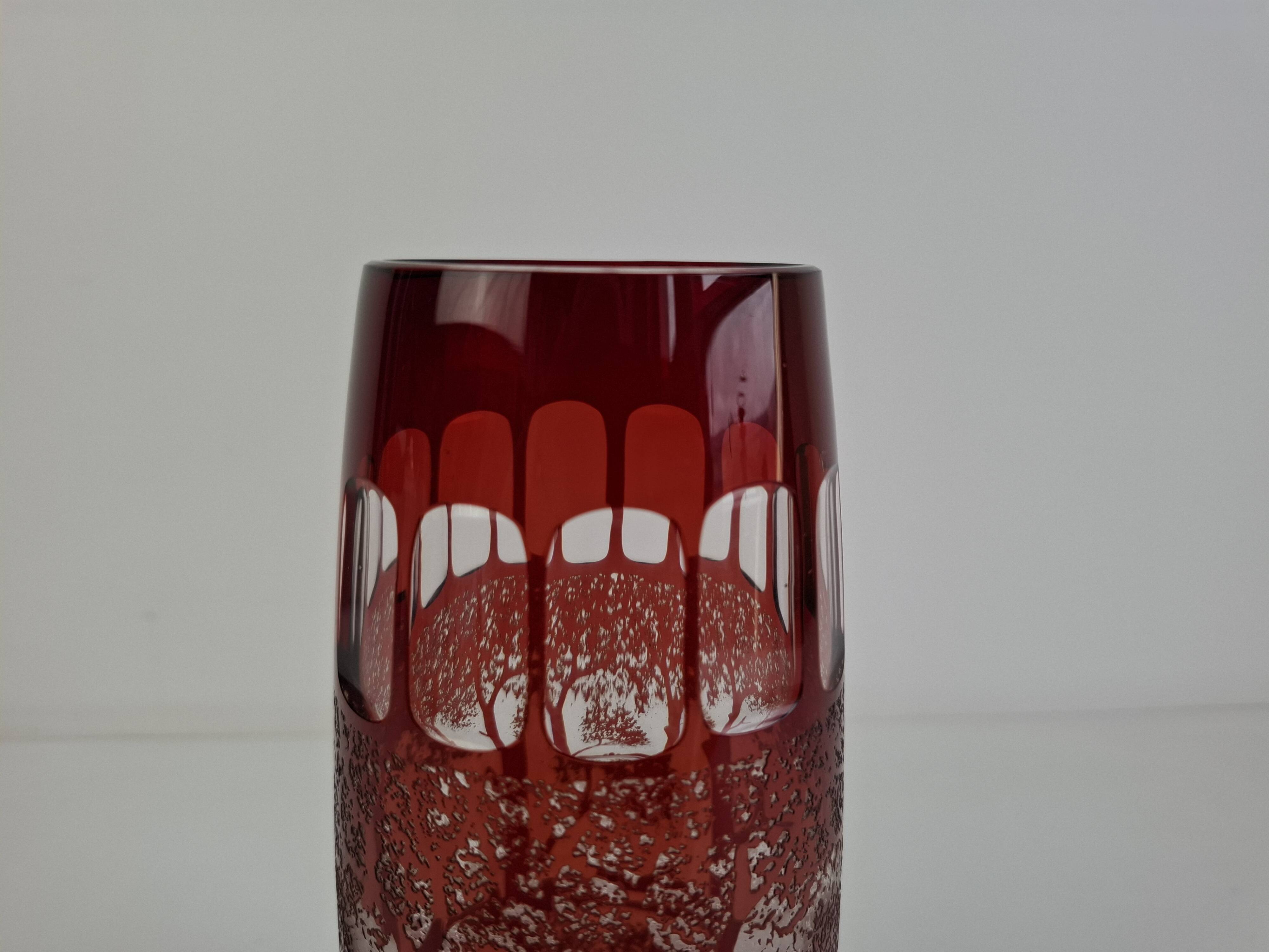 Egermann Art Deco Ruby Cut Overlay Vase, Czechoslovakia, circa 1920