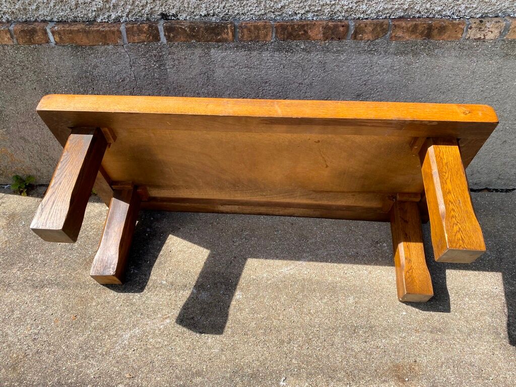 Coffee table herbarium solid oak and ceramic 1950