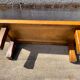 Coffee table herbarium solid oak and ceramic 1950