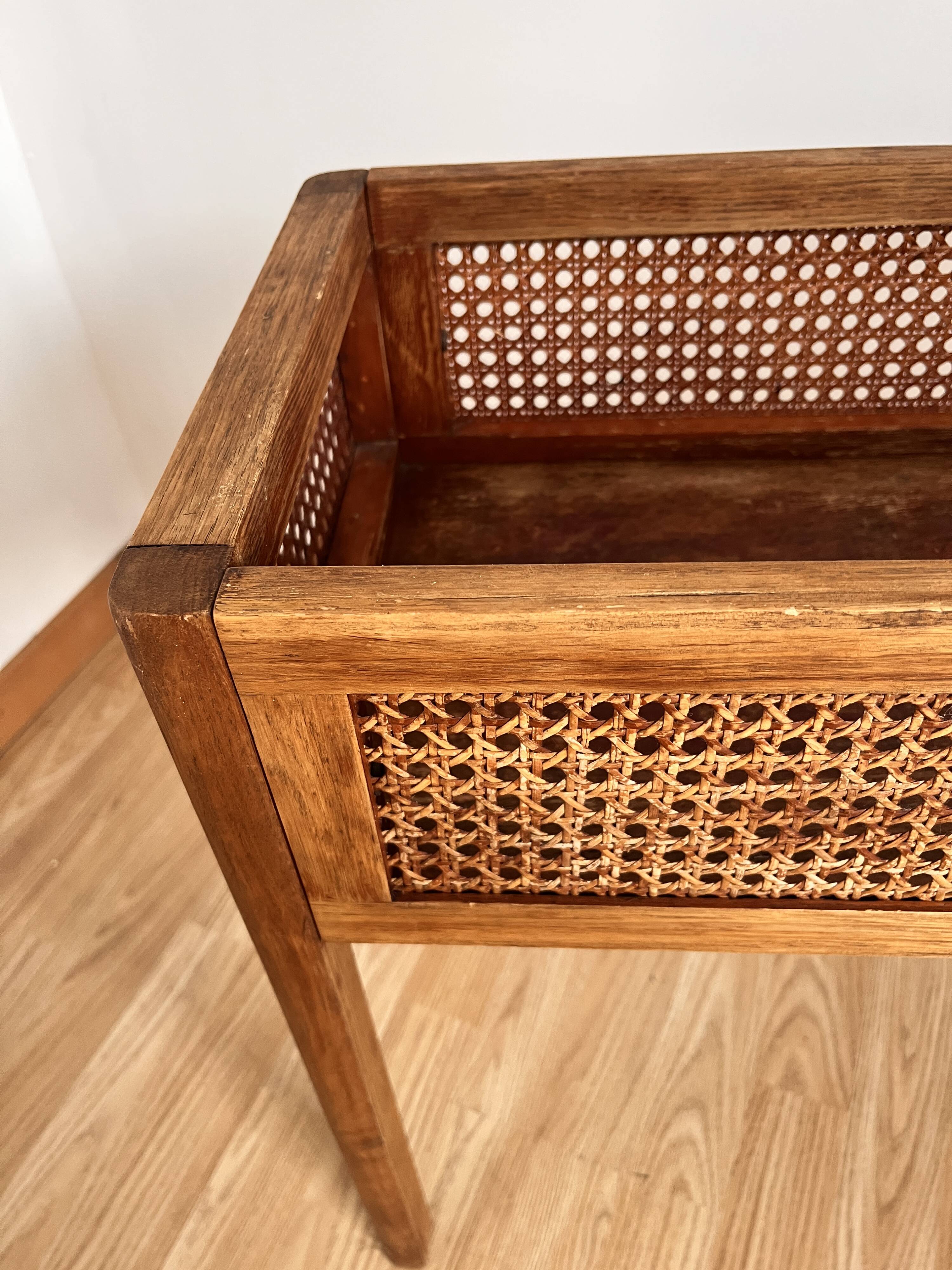 Wood and cane planter