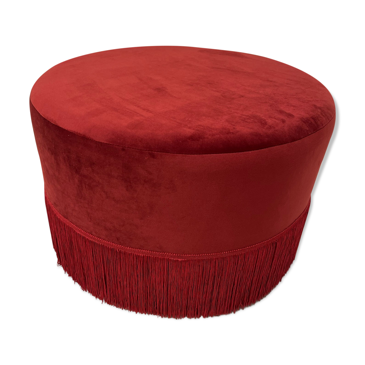 Red/burgundy velvet pouf