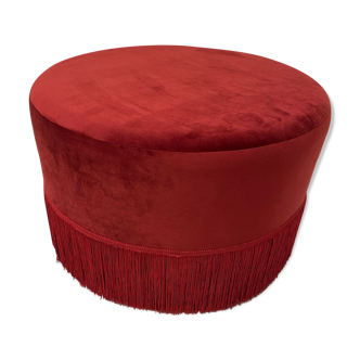 Red/burgundy velvet pouf