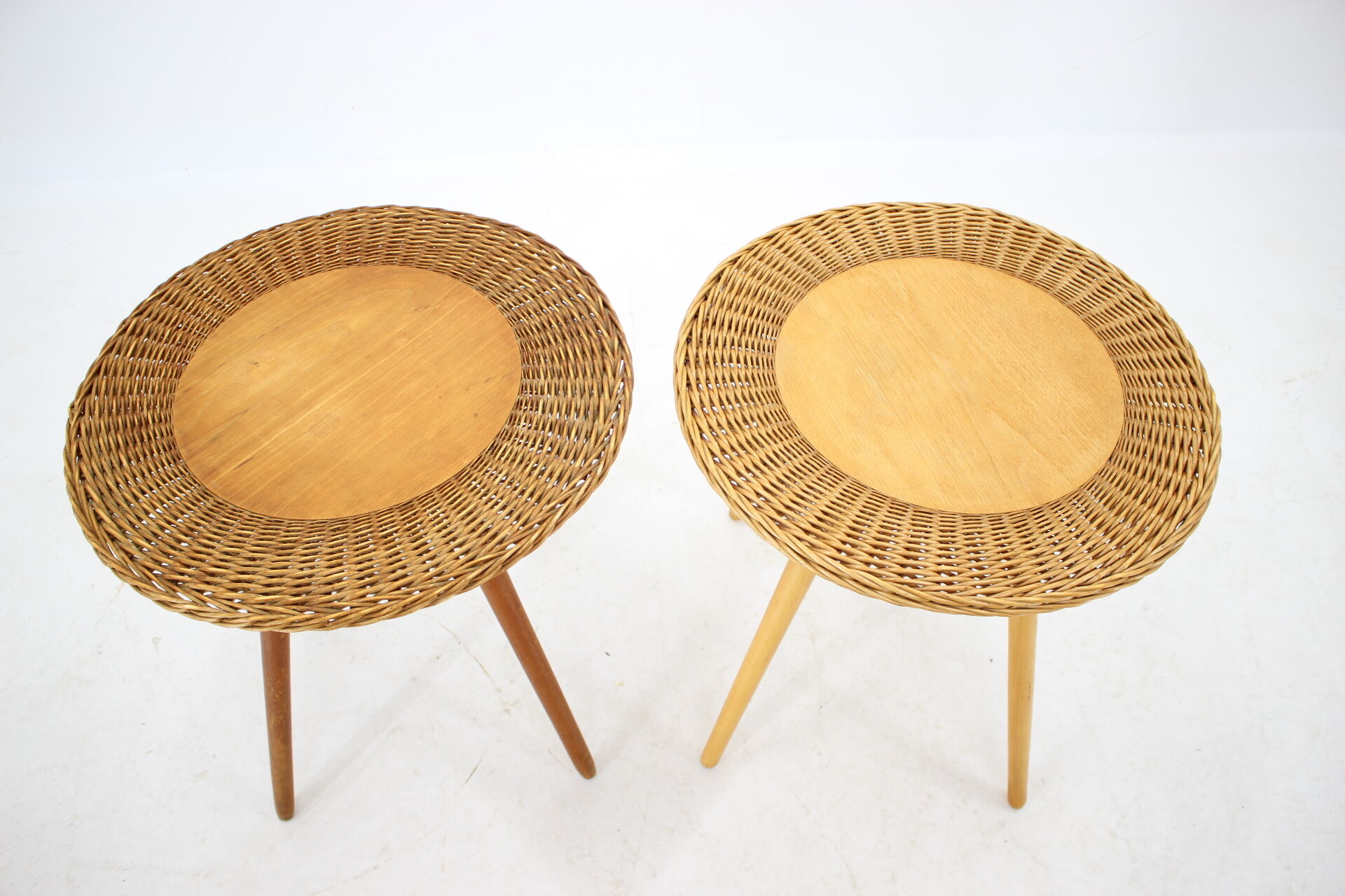 1970s Pair of Wooden Side Tables by ULUV, Czechoslovakia