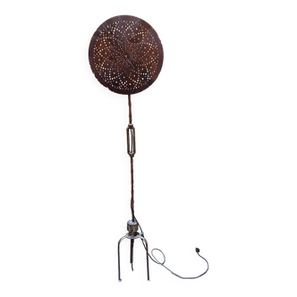 Floor lamp, metal light fixture, ironwork, sculpture, Jean-François Chailleux