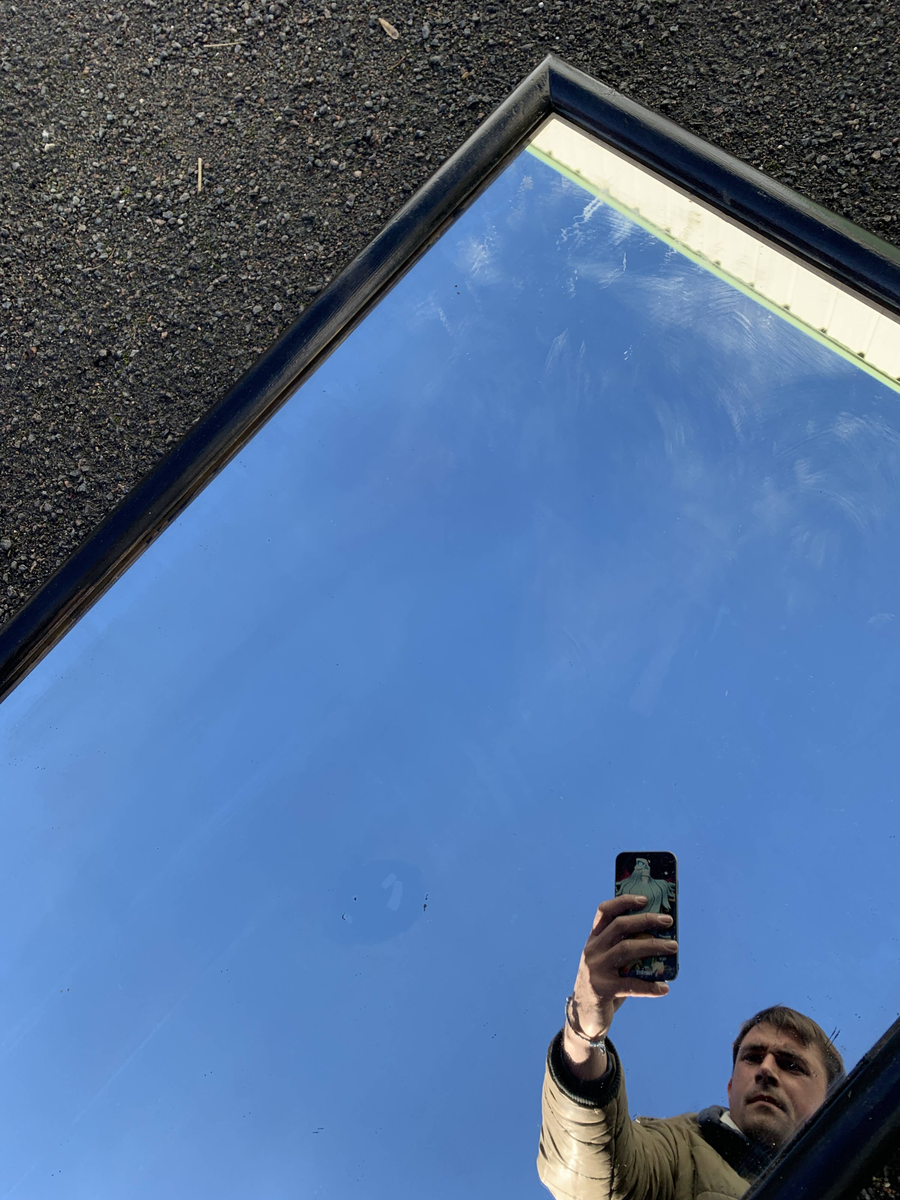 Large black wood mirror 116 x 64