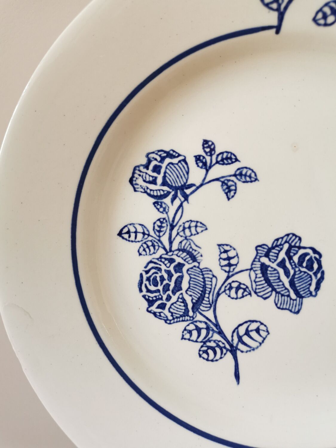 Old St Amand flat plates, blue roses