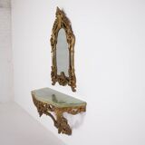 Wall console & its beaded mirror.