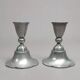 Pair Of Antique Danish Art Nouveau c.1920 Just Andersen Pewter Candlesticks