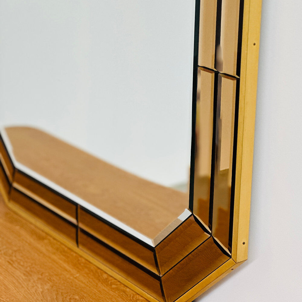 Vintage Schöninger smoked mirror, large octagonal beveled wall mirror
