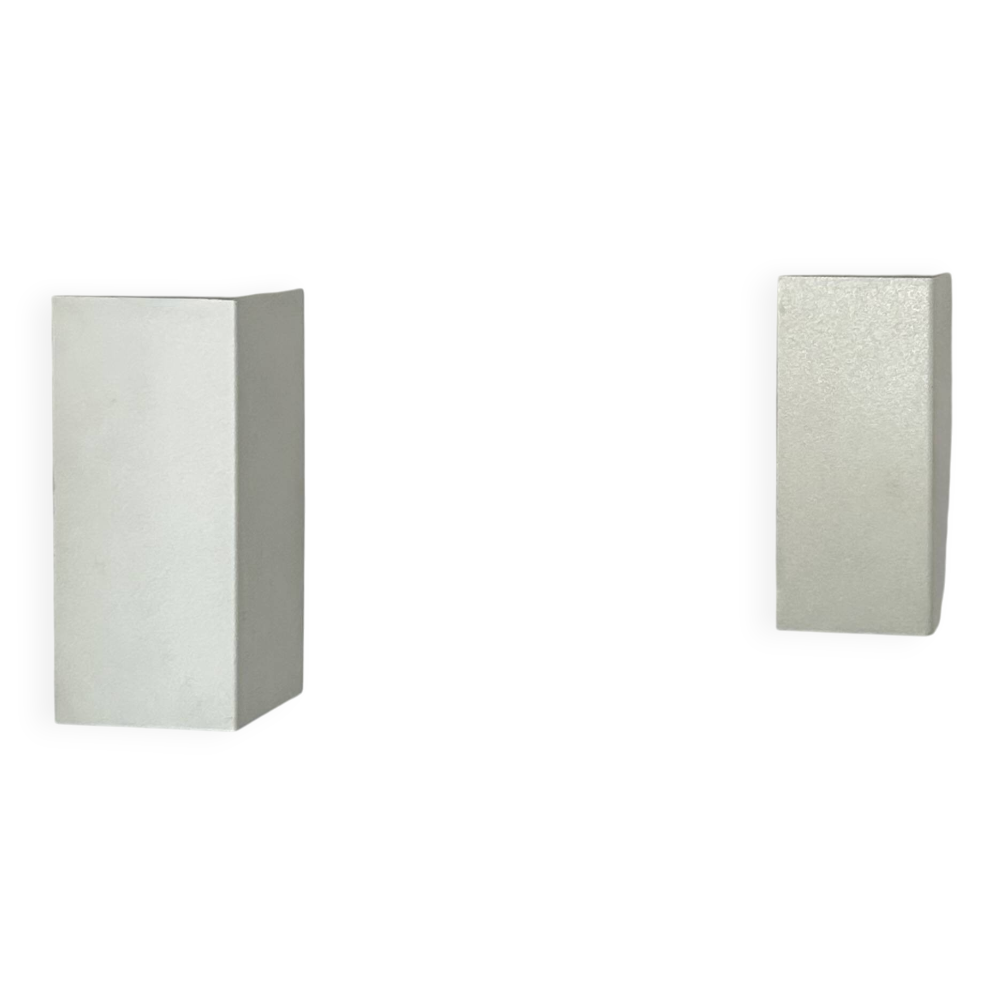 Pair of vintage wall lights, matte white metal, France 1970.