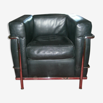 Armchair by Le Corbusier, model LC2 in black leather