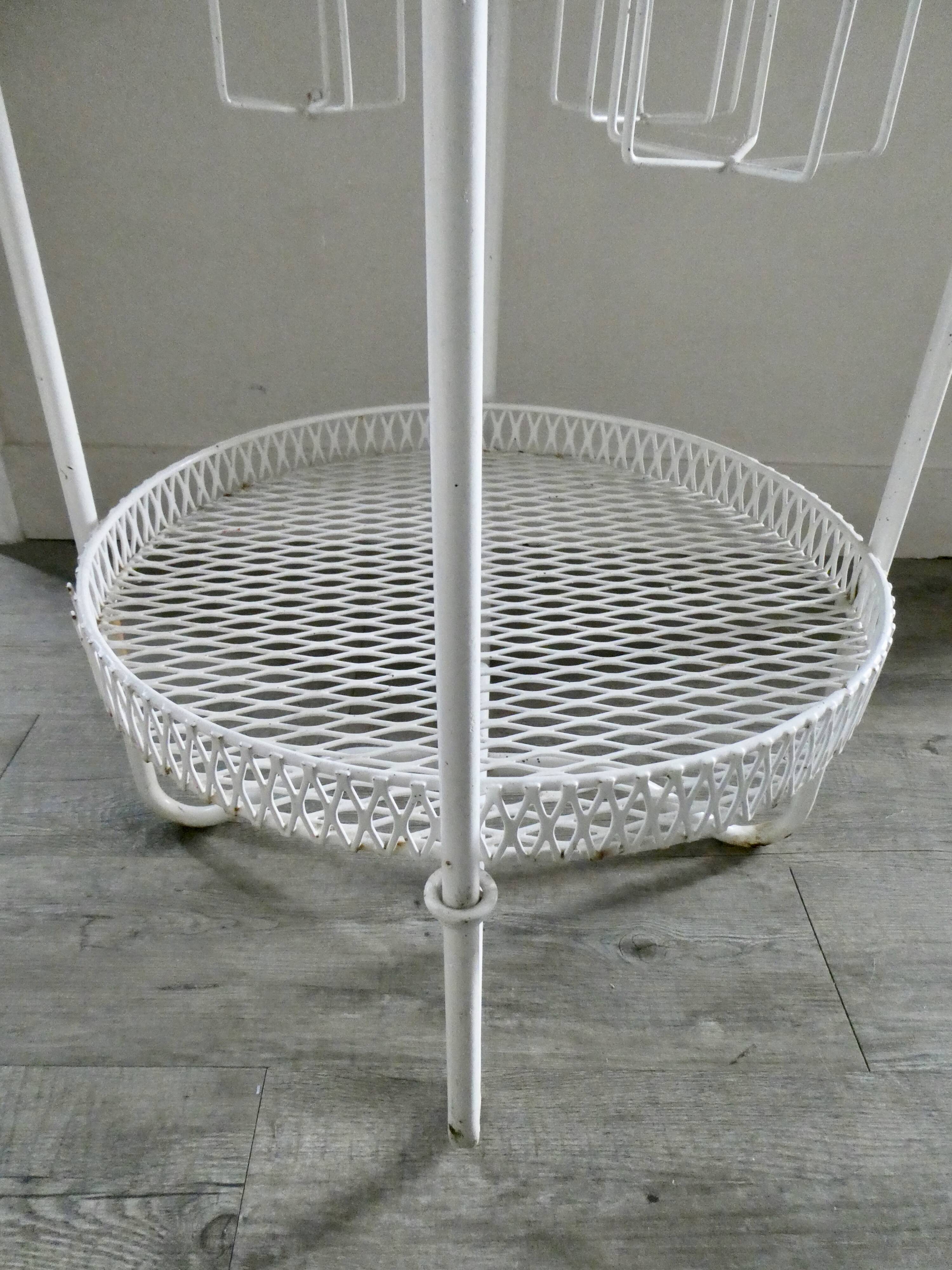 1950s white expanded metal portable bar