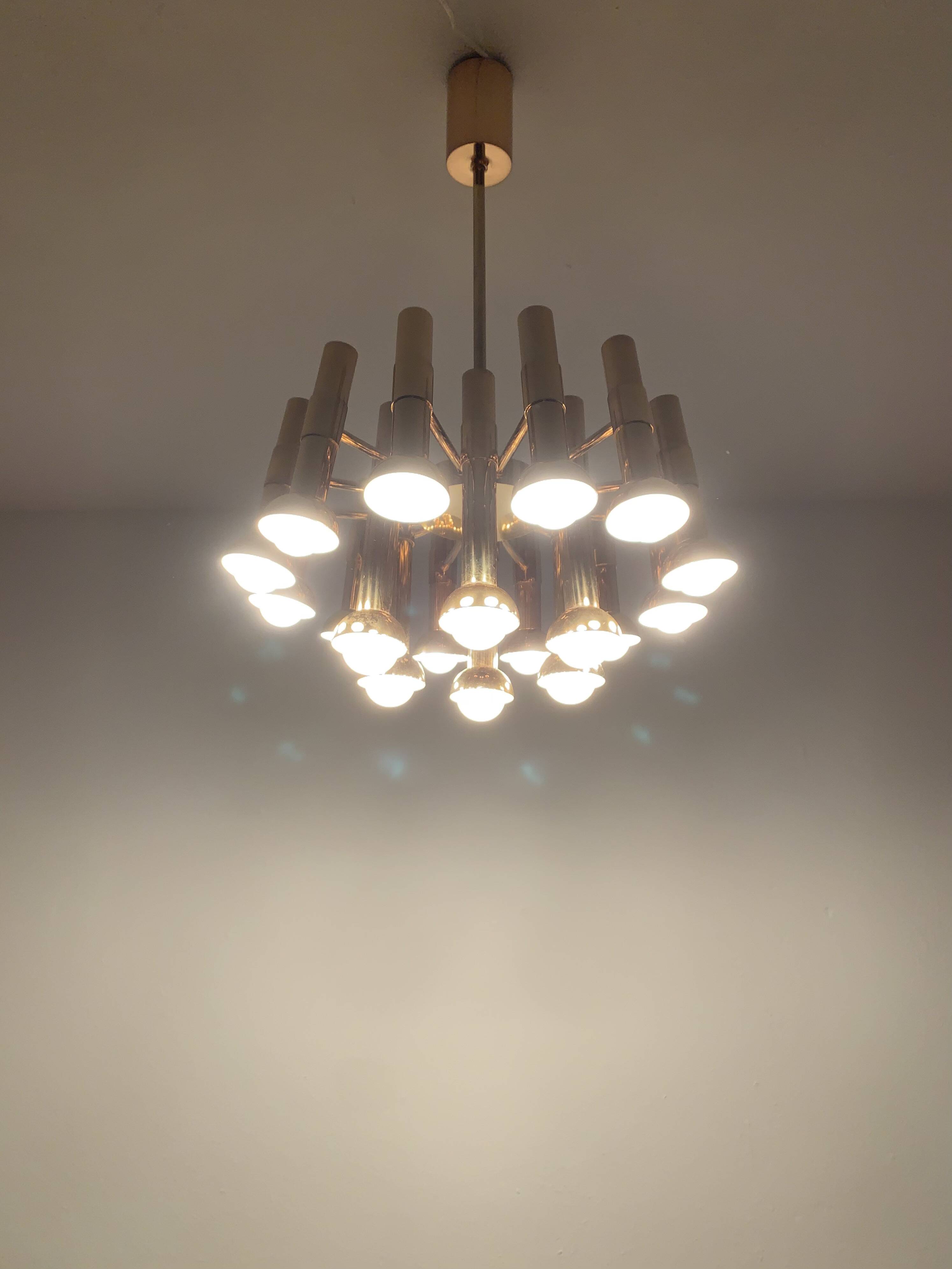 Brass Chandelier by Gaetano Sciolari