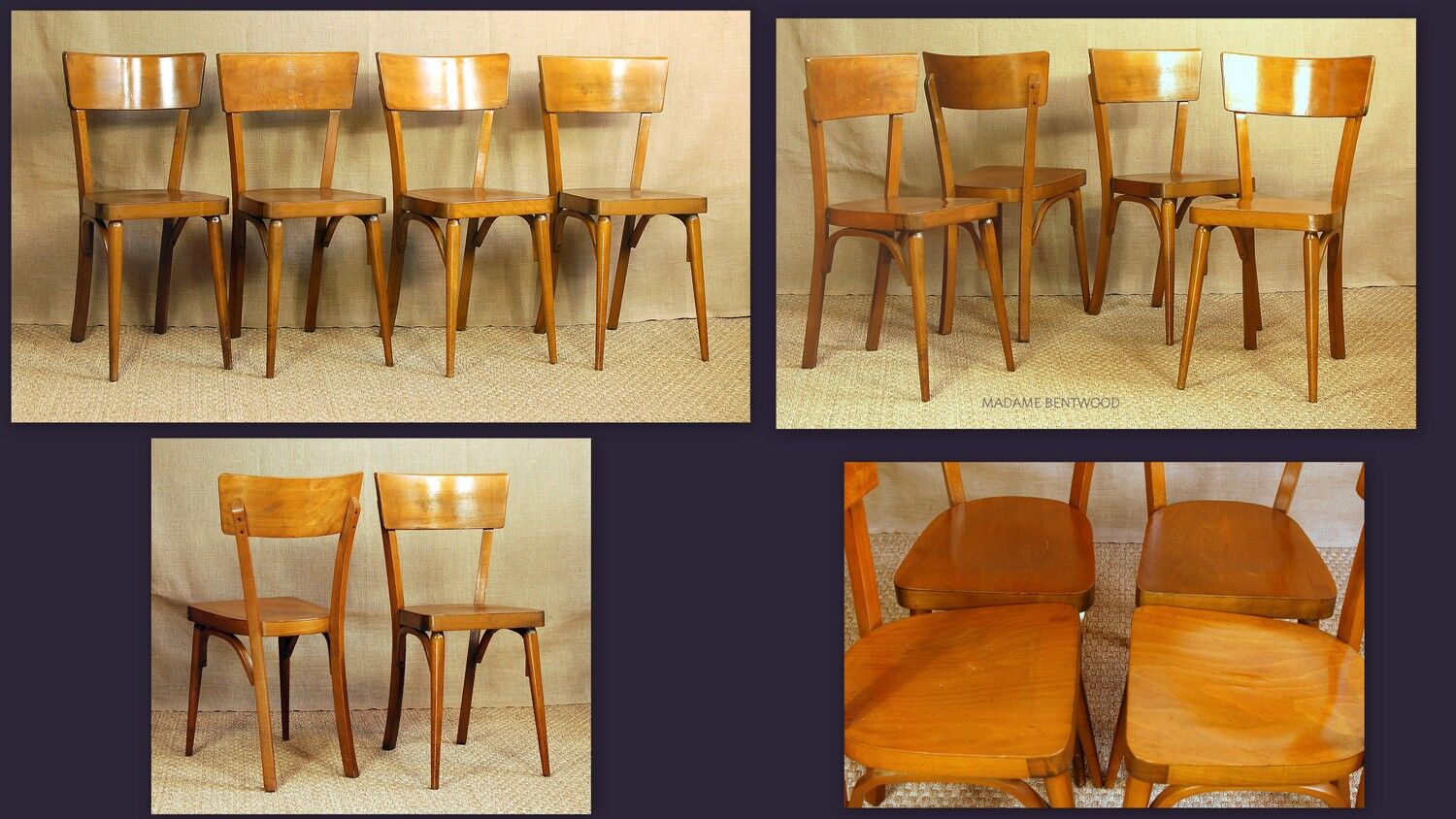4 chairs Bistro wood vintage