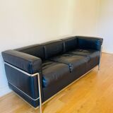 LC2, Le Corbusier for Cassina, Threeseater, Chrome and Leather