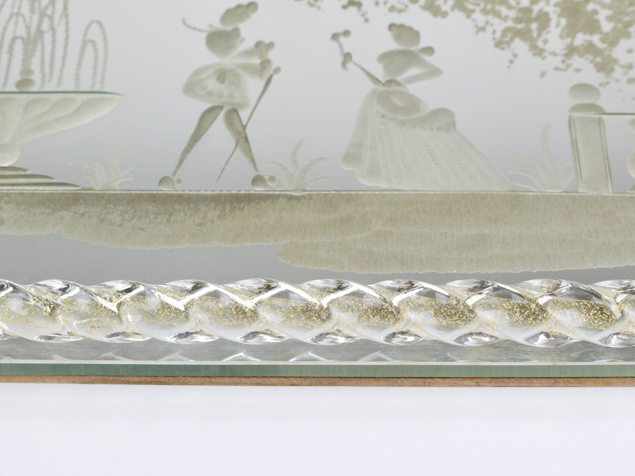 Ercole Barovier Swirl Murano Glass Mirror Serving Tray, Venice, 1940s