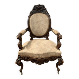 Richly carved Napoleon III ceremonial armchair