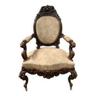 Fauteuil d'apparat richement sculpté Napoléon III