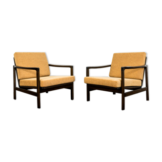 Pair of Restored Orange B-7522 armchairs by Zenon Bączyk, 1960’s