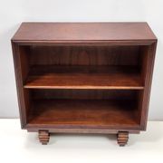 Vintage small walnut and birch root art deco bookcase, italy