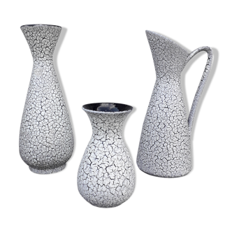 Lot de 3 vases Jasba Keramik Allemagne décor Cortina