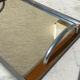 Chrome mirror tray and vintage wood 1940 / 50