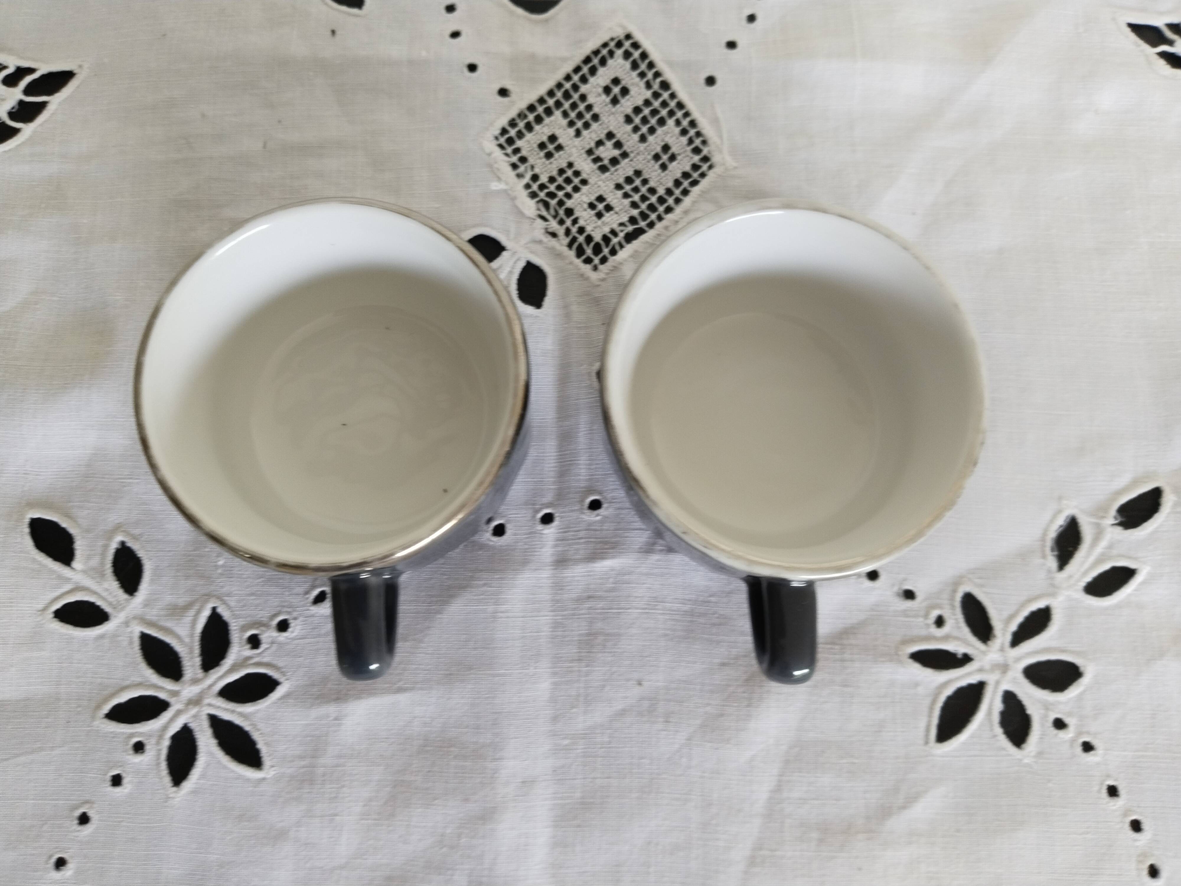 Apilco bistro coffee cups, gray and silver