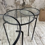 Tables basses gigogne métal et verre années 50