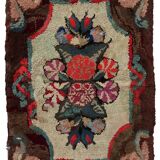 Tapis Hooked antique américain – 63 x 107 cm – Motif floral - 1C986
