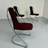 Set of 4 tubular chairs, Italian design, 70s vintage, Cantilever