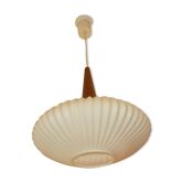 Teak and opaline suspension by louis kalff years 60