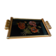 Art deco style wood and brass serving tray