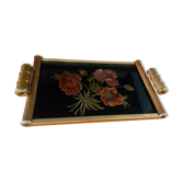 Art deco style wood and brass serving tray