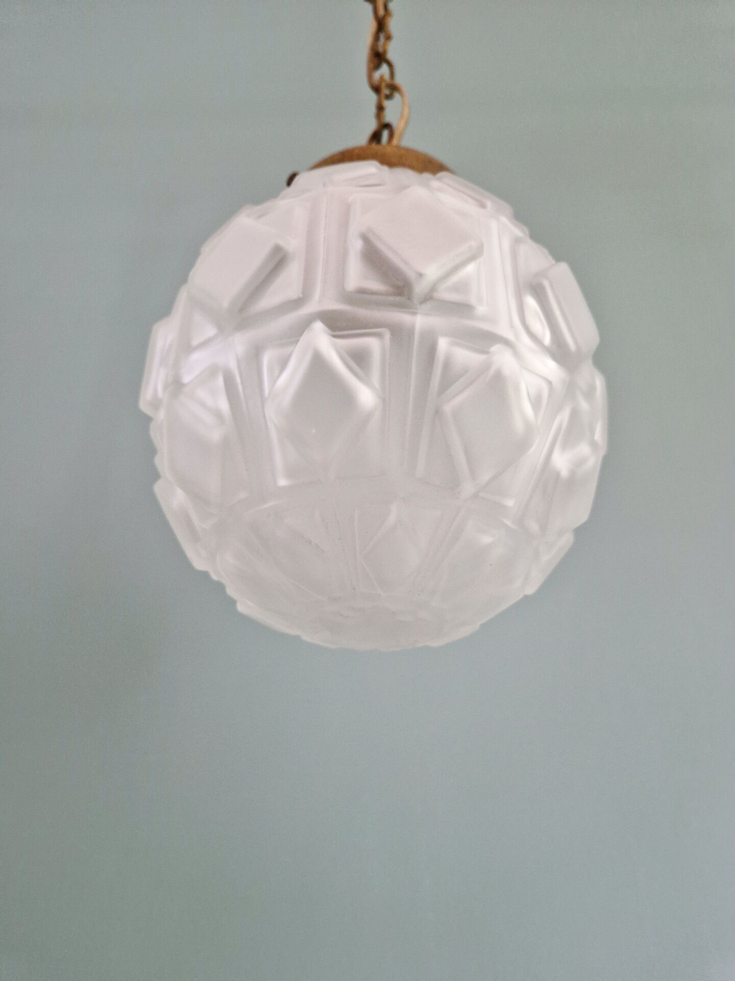 Art Deco suspension in frosted pressed glass, 1930s