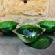 Set of 3 vintage green eared bowls