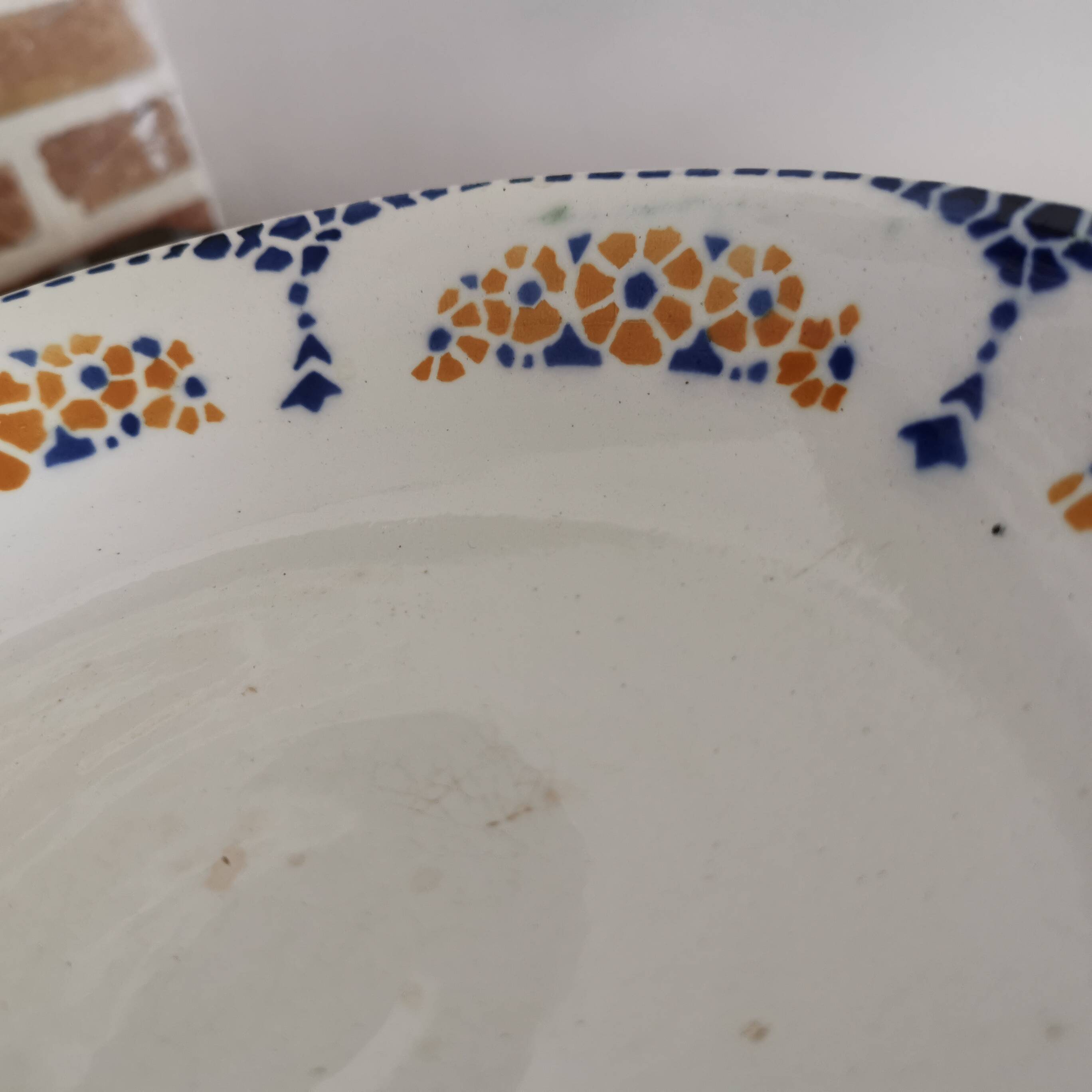 Old earthenware compote bowl L'Amandinoise St Amand France